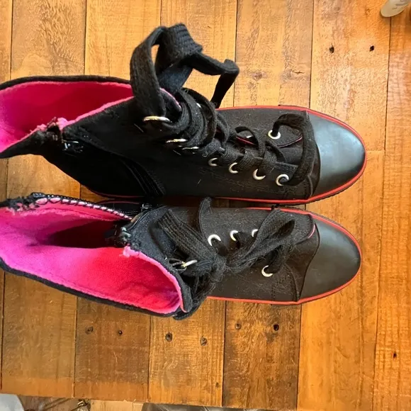 Black and Red Platform High Tops