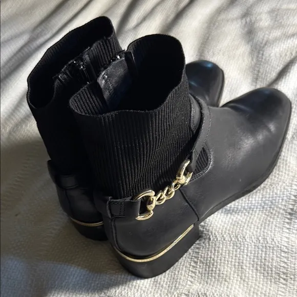 Black Ankle Boots with Chain Detail