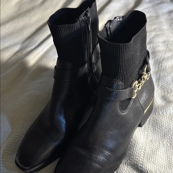 Black Ankle Boots with Chain Detail