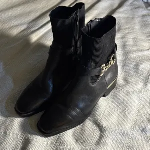 Black Ankle Boots with Chain Detail