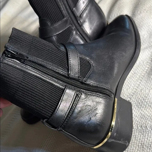 Black Ankle Boots with Chain Detail