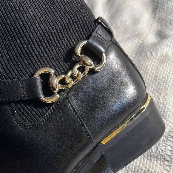 Black Ankle Boots with Chain Detail