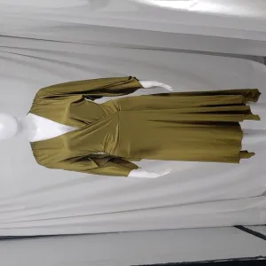 Black Halo Green Faux Wrap Women's Luxury Party Flowy Romantic Midi Dress Medium