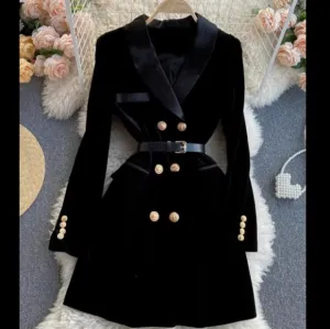 Black Jacket Coat Autumn Winter Luxury Velvet Women