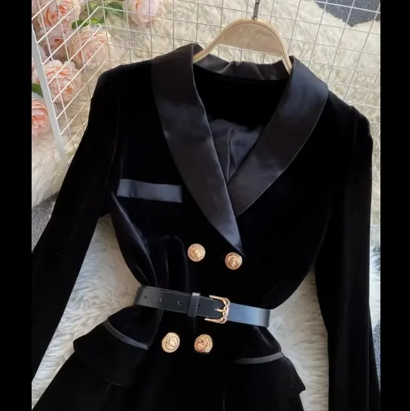Black Jacket Coat Autumn Winter Luxury Velvet Women