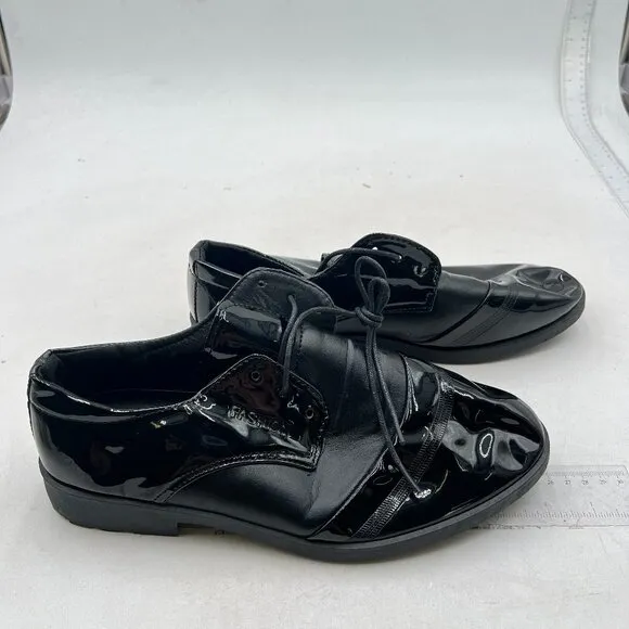 Black Men's Oxford Classic Plain Toe Lace-up Leather Modern Business Dress Shoes