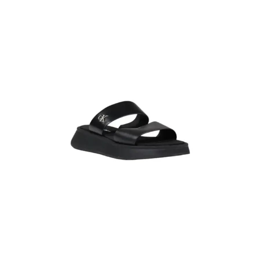 Black Platform Slide Sandal