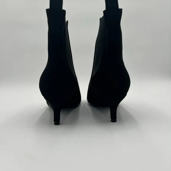 Black Women Dressy Kitten Low Heel Ankle Boots Pointed Toe Chic Booties Shoes