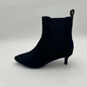 Black Women Dressy Kitten Low Heel Ankle Boots Pointed Toe Chic Booties Shoes