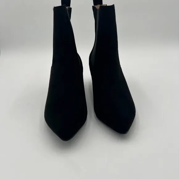 Black Women Dressy Kitten Low Heel Ankle Boots Pointed Toe Chic Booties Shoes