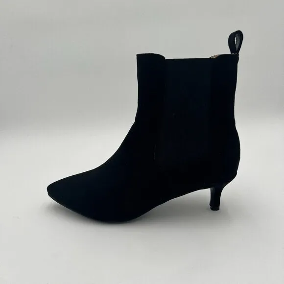 Black Women Dressy Kitten Low Heel Ankle Boots Pointed Toe Chic Booties Shoes