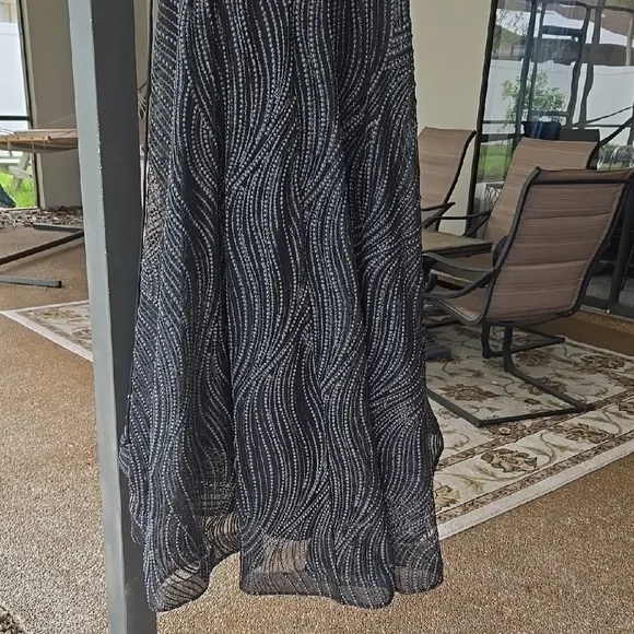 Blondie Nites Glitter Black and Silver Prom Dress