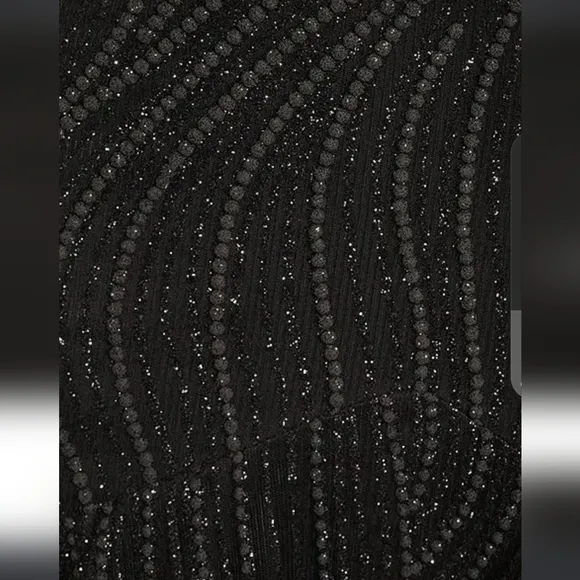 Blondie Nites Glitter Black and Silver Prom Dress