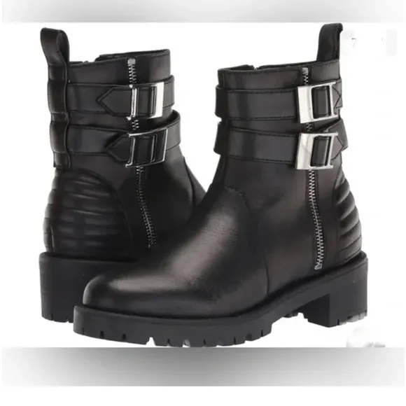 Blondo Mable black Combat lug sole double buckle waterproof moto size 8.5