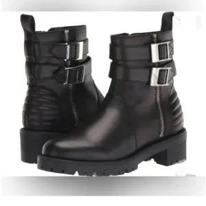 Blondo Mable black Combat lug sole double buckle waterproof moto size 8.5