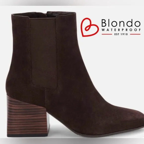 Blondo Selena Waterproof Brown Suede Ankle Boots Size 9.5 New With Tag