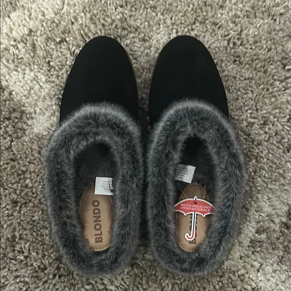 👠Blondo Women's Black Fur-Lined slide on Shoes 9.5 waterproof