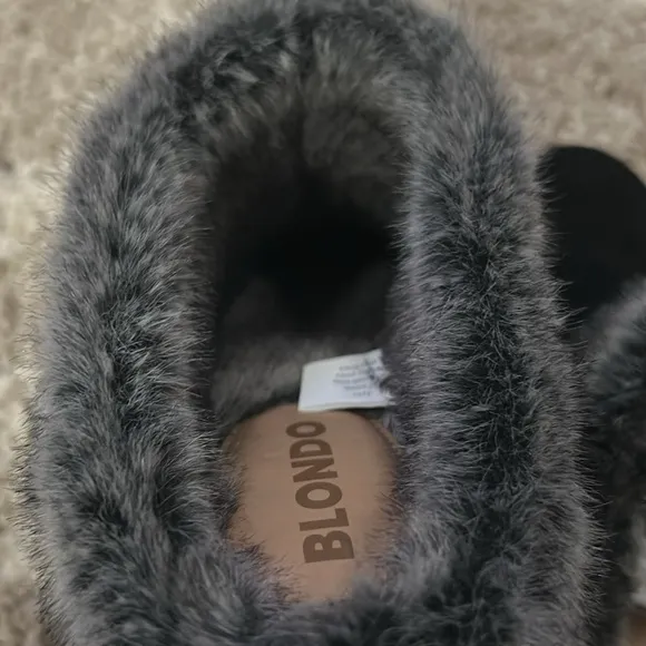 👠Blondo Women's Black Fur-Lined slide on Shoes 9.5 waterproof