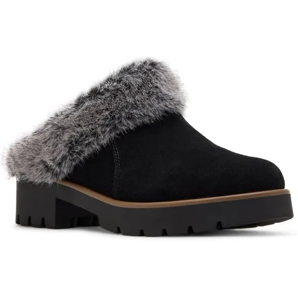 👠Blondo Women's Black Fur-Lined slide on Shoes 9.5 waterproof