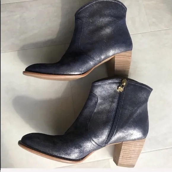 Blue Gray Sparkle Maison Auguste ankle booties 10