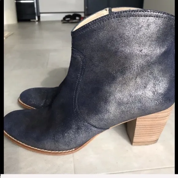 Blue Gray Sparkle Maison Auguste ankle booties 10