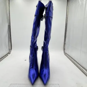 Blue Women Pointed Toe Over The Knee Boot High Heel Thigh Long Boot with Buckle