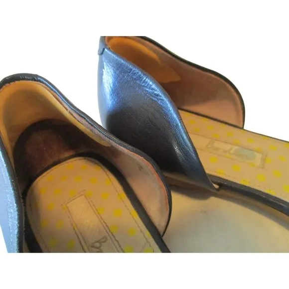 *Boden Coral and White Fun D'orsay Flats Striped Canvas Navy Blue Leather Heel
