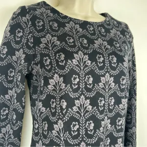 Boden Indigo and Lavender Floral Dress sz 4L Classic Quite Luxury