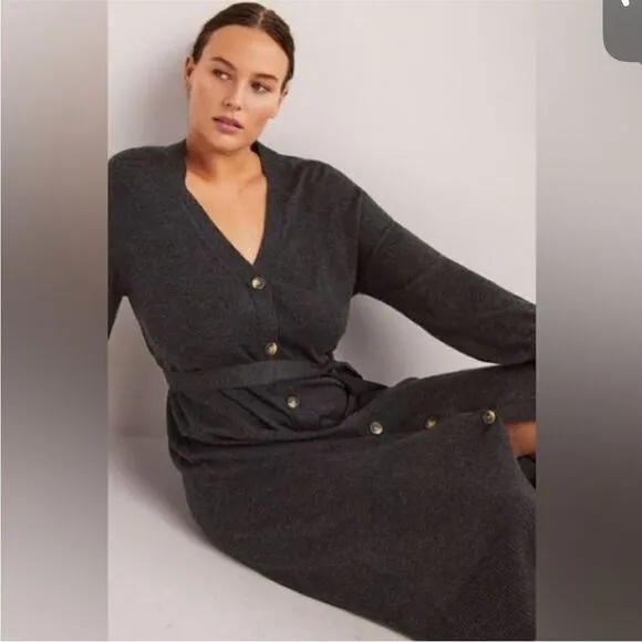 Boden NWT Knitted Cardigan Wool Cashmere Blend Grey Minimalist Elegant Dress 6