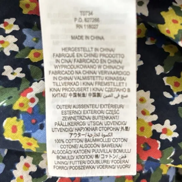 Boden Size 2 / 4 Corinne Black Multi Floral 100% Cotton A-Line Midi Skirt