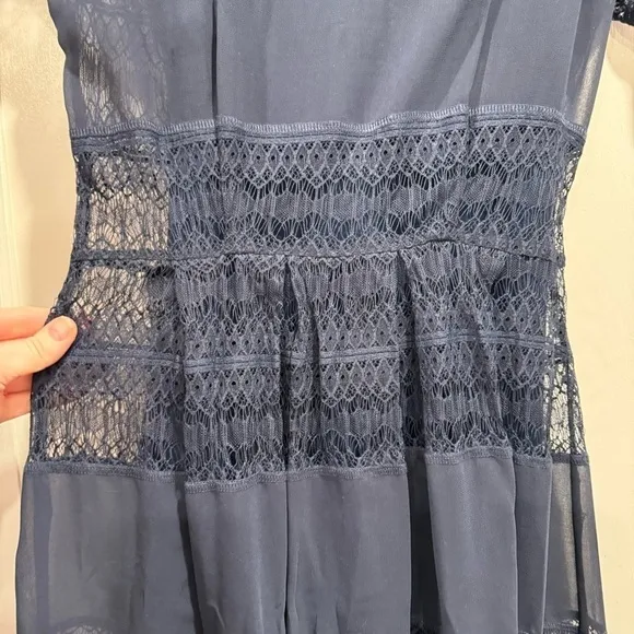 BodyFrock shapewear navy blue lace midi dress self portrait 6 wedding guest