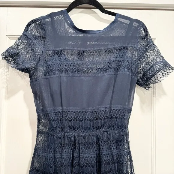 BodyFrock shapewear navy blue lace midi dress self portrait 6 wedding guest