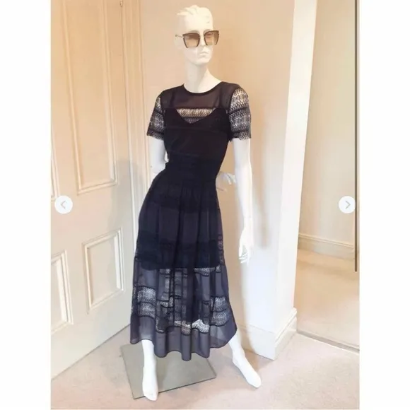 BodyFrock shapewear navy blue lace midi dress self portrait 6 wedding guest