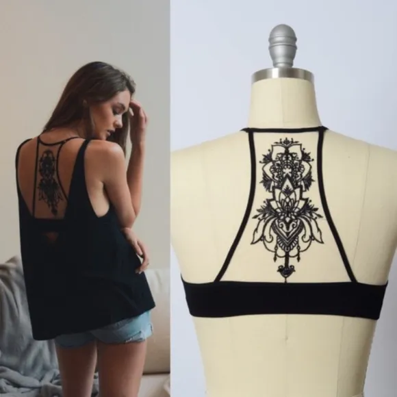 boho minimalist racerback bralette floral Seamless