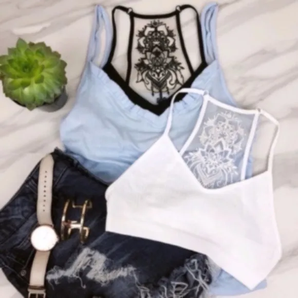 boho minimalist racerback bralette floral Seamless