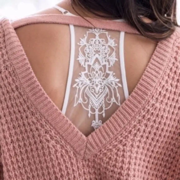boho minimalist racerback bralette floral Seamless