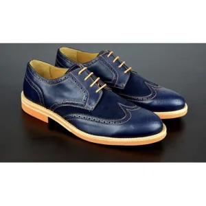 BOLD By Soxy Mens Navy &amp; Orange Leather Wingtip Dress Shoes NEW Size 12 MINT