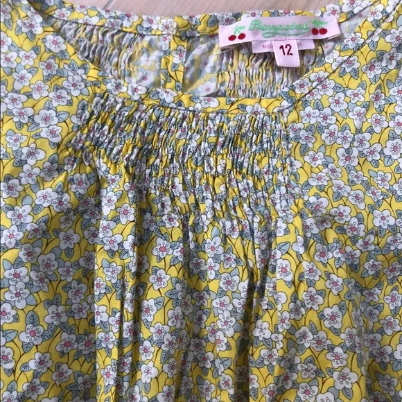 Bonpoint girls thin cotton floral smocked dress 8