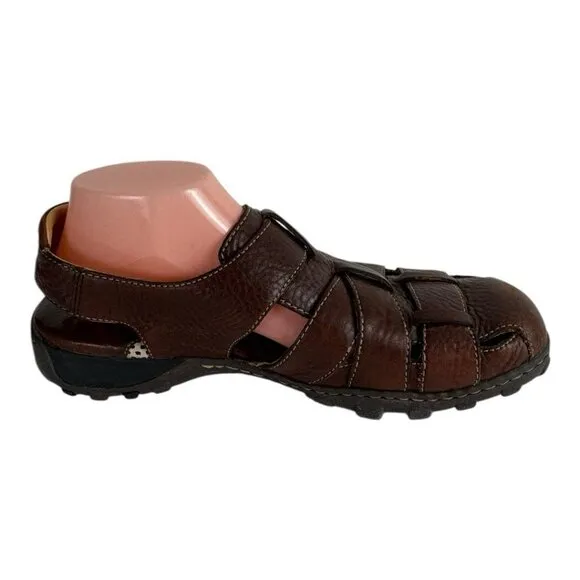 BORN Mens Cabot Sandal Size 11 Brown Fisherman Leather Weave Outdoor Shoes