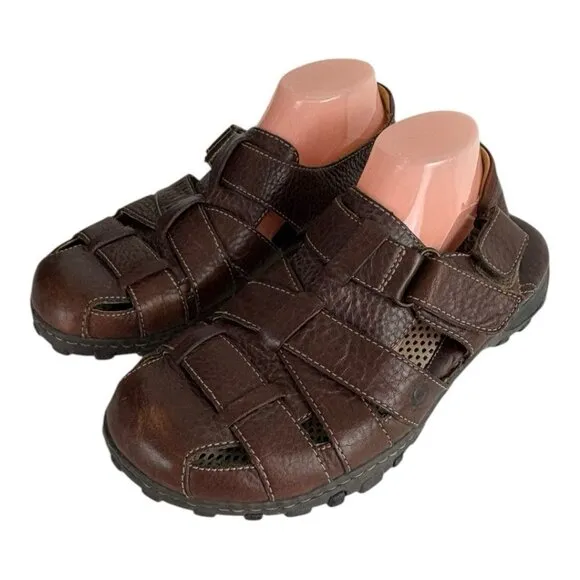 BORN Mens Cabot Sandal Size 11 Brown Fisherman Leather Weave Outdoor Shoes
