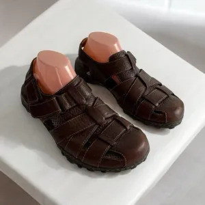 BORN Mens Cabot Sandal Size 11 Brown Fisherman Leather Weave Outdoor Shoes