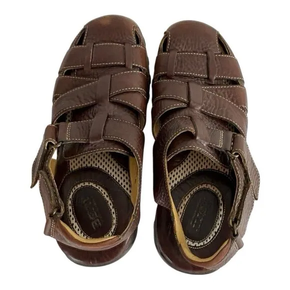 BORN Mens Cabot Sandal Size 11 Brown Fisherman Leather Weave Outdoor Shoes