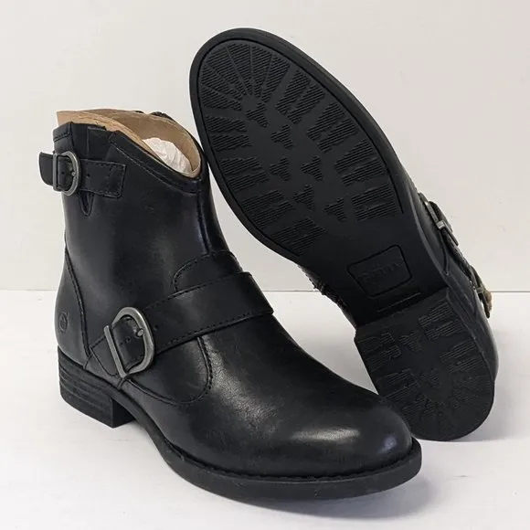 Born Regis Ankle Boots, Black Leather, Women's 6 M
