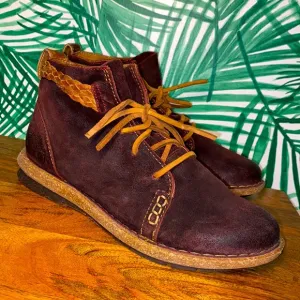 Born Temple Burgundy Leather Tied Ankle Boots Women’s 8.5 F32547