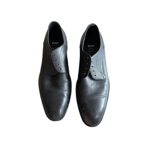 BOSS GRAINED-LEATHER DERBY SHOES WITH ANTI-SLIP SOLE SZ‎ 7 (No Laces)