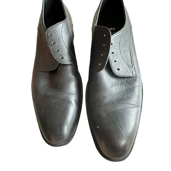 BOSS GRAINED-LEATHER DERBY SHOES WITH ANTI-SLIP SOLE SZ‎ 7 (No Laces)