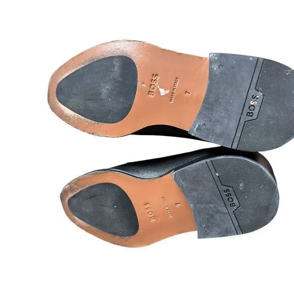 BOSS GRAINED-LEATHER DERBY SHOES WITH ANTI-SLIP SOLE SZ‎ 7 (No Laces)