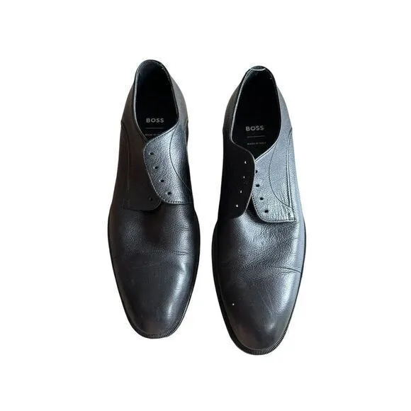 BOSS GRAINED-LEATHER DERBY SHOES WITH ANTI-SLIP SOLE SZ‎ 7 (No Laces)
