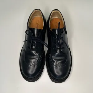 Boys Derbies Black Leather Shoes by Jacadi, Size 3 Lace Up Lug Sole, Dressy