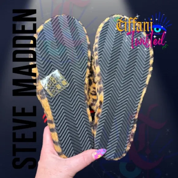 Brand New Steve Madden Brown and Black Slippers Plush Faux Fur